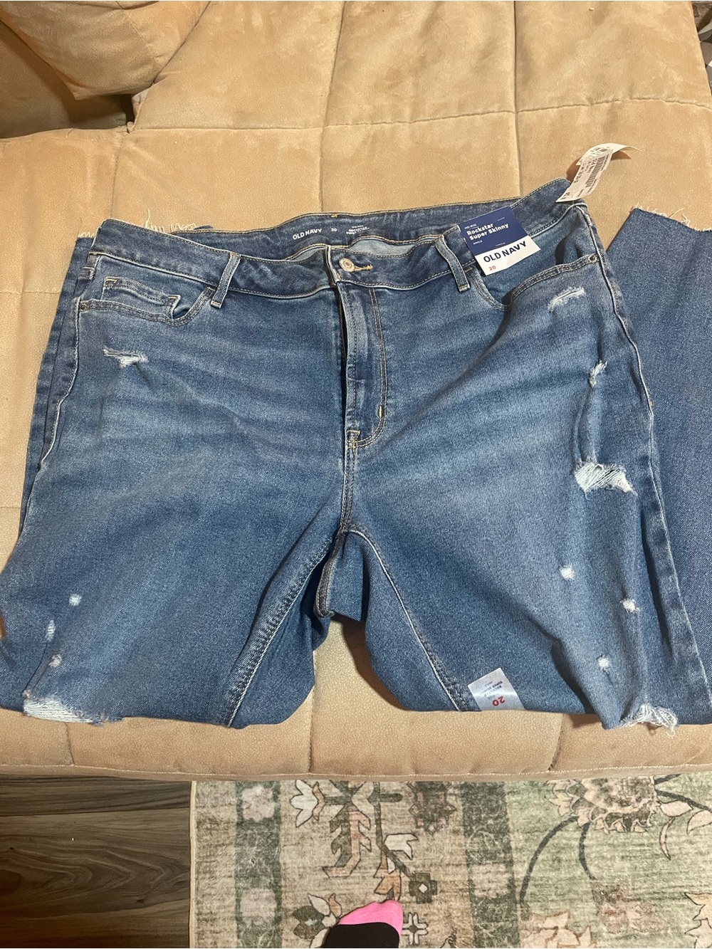 NWT- Old Navy Women’s Distressed Mid-Blue Boyfriend Jeans